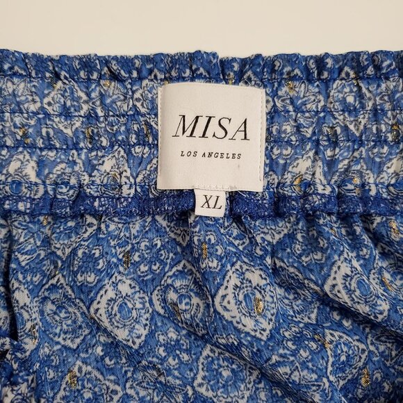 MISA Los Angeles Womens Marina Mini Skirt XL Blue Astra Ruffles Tiered Metallic - Picture 8 of 13